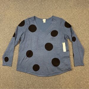 Chico's Denim Blue Dot Pullover Sweater